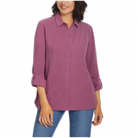 NWT Anne Klein Ladies Gauze Top PURPLE - size XL - Picture 1 of 8